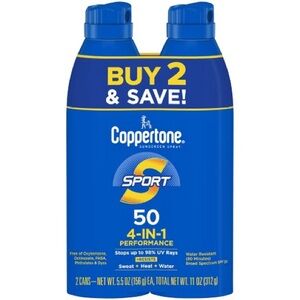 Coppertone Sport Sunscreen Spray - SPF 50 - Twin Pack, NEW